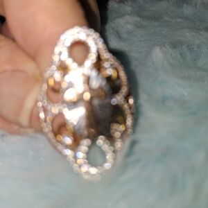 Elegant Two-Tone Filigree Women's Ring - Rose Gold and Silver